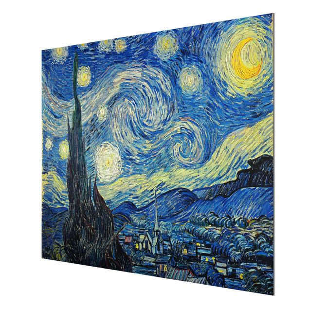 Aluminium Dibond schilderijen Vincent Van Gogh - The Starry Night
