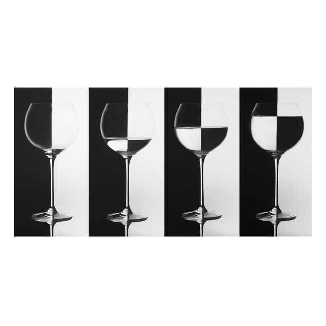 Aluminium Dibond schilderijen Wine Glasses Black & White