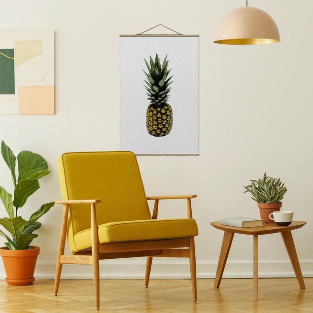 Stoffen schilderij met posterlijst Pineapple