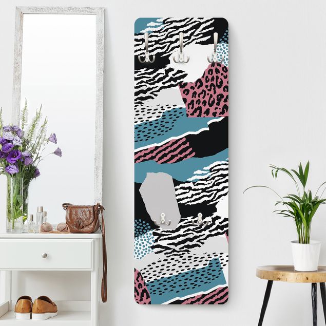Wandkapstokken houten paneel Animal Print Zebra Tiger Leopard Asia