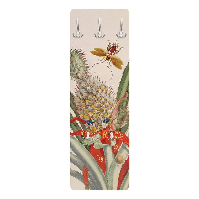 Wandkapstokken houten paneel Anna Maria Sibylla Merian - Pineapple With Insects