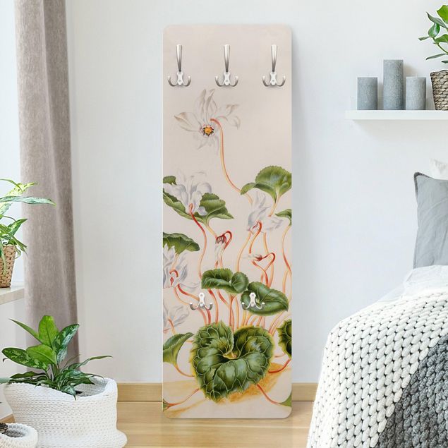 Wandkapstokken houten paneel Anna Maria Sibylla Merian - White Violets