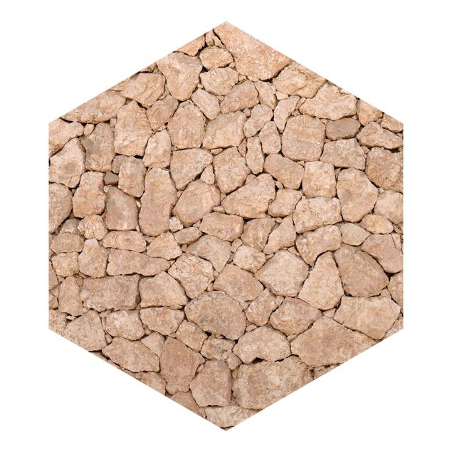 Hexagon Behang Apulia Stonewall - Ancient Stone Wall Of Large Stones
