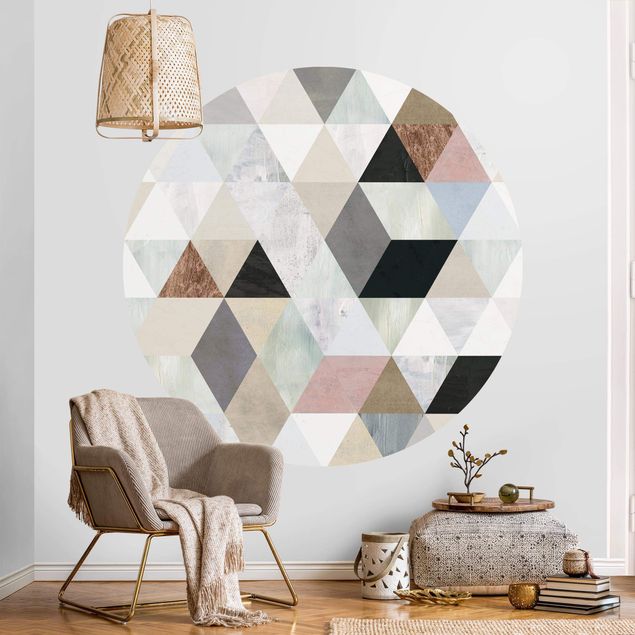 Behangcirkel Watercolour Mosaic With Triangles I