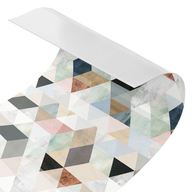 Keukenachterwanden Watercolour Mosaic With Triangles III