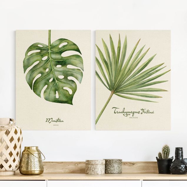 Natuurlijk canvas schilderijen - 2-delig  Watercolour Botany Duo
