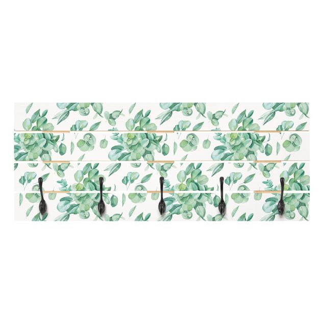 Wandkapstokken houten pallet Watercolour Eucalyptus Bouquet Pattern