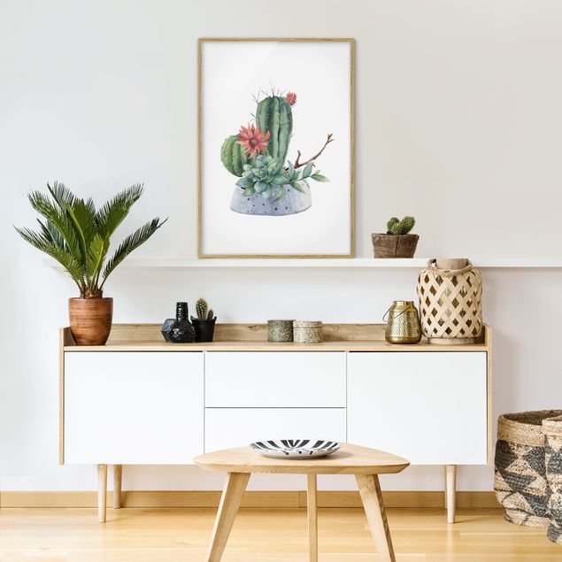 Ingelijste posters Watercolour Cacti Illustration