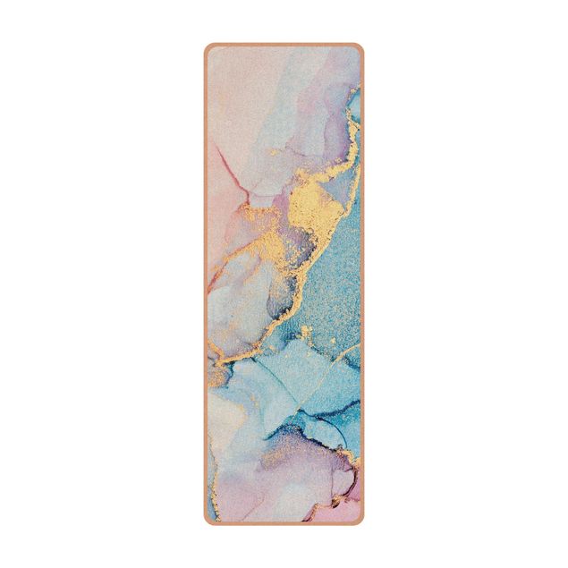Yogamat kurk Watercolour Pastel Colourful With Gold