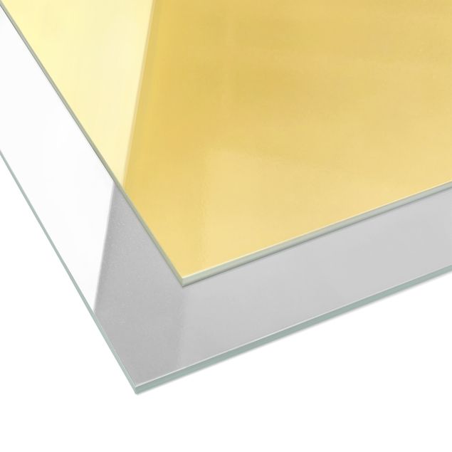Glasschilderijen - 3-delig Watercolour Pastel In Gold
