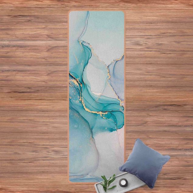 tapijt modern Watercolour Pastel Turquoise With Gold