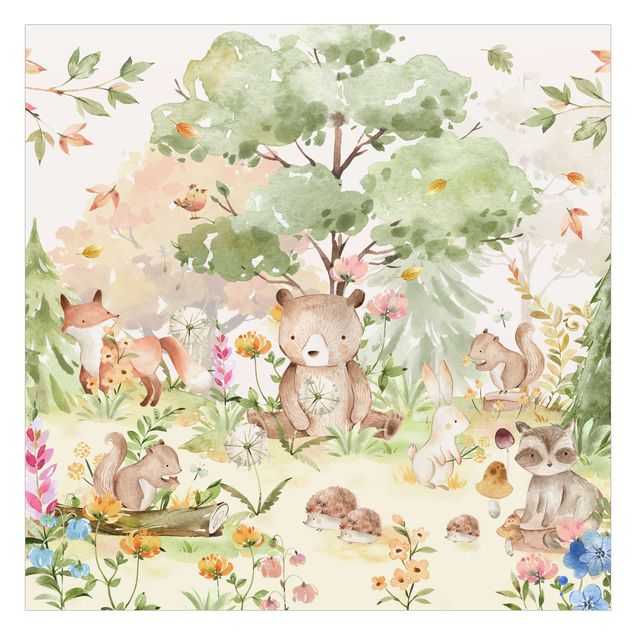 Raamfolie - Watercolour Forest Animals