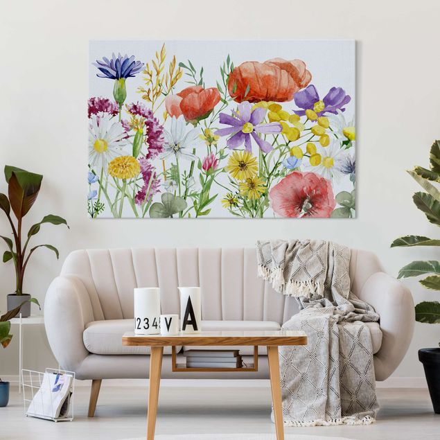 Akoestisch schilderij - Watercolour Flowers