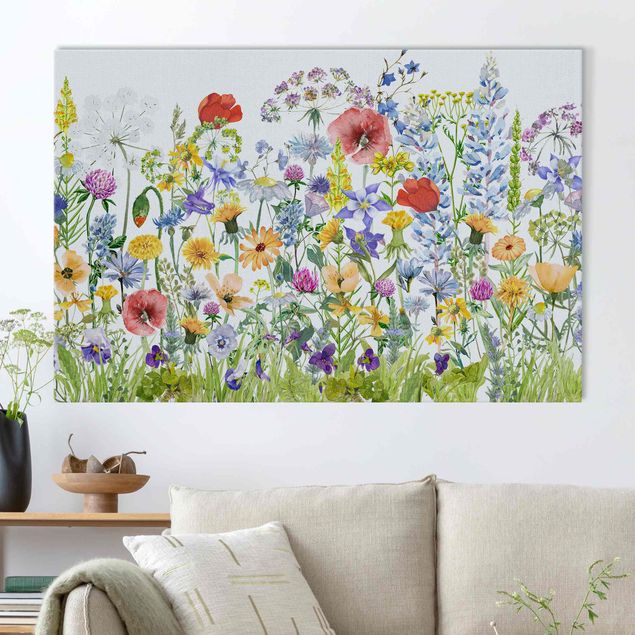 Akoestische schilderijen Watercolour Flower Meadow