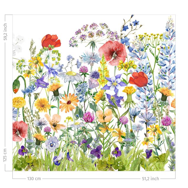 Bloemen gordijnen Watercolour Flower Meadow