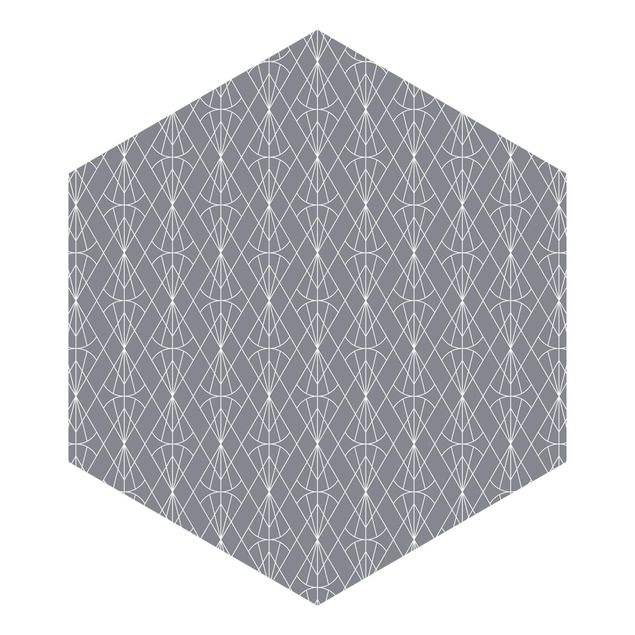 Hexagon Behang Art Deco Diamond Pattern In Front Of Gray XXL