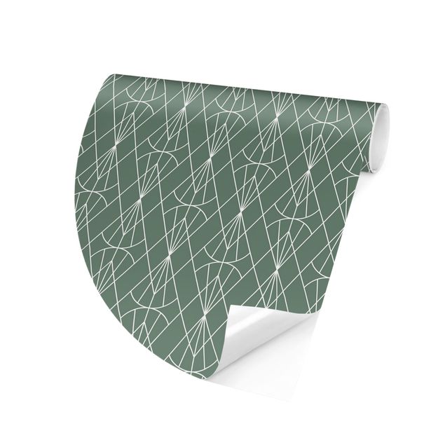 Behangcirkel Art Deco Diamond Pattern In Front Of Green XXL