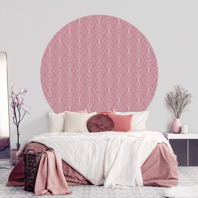 Behangcirkel Art Deco Diamond Pattern In Front Of Pink XXL