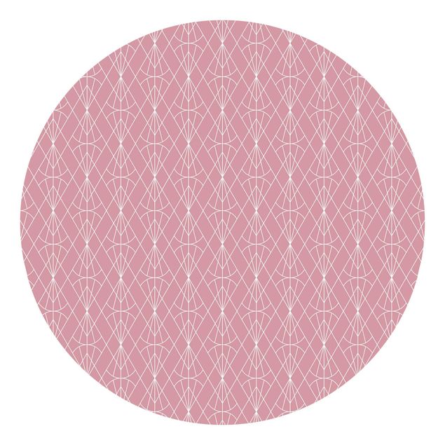 Behangcirkel Art Deco Diamond Pattern In Front Of Pink XXL