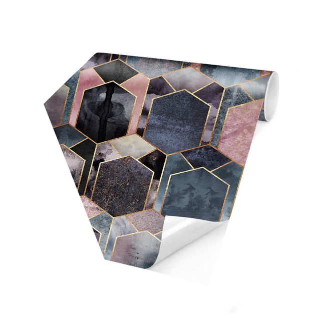 Hexagon Behang Art Deco Marble Gold