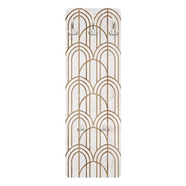 Wandkapstokken houten paneel - Art Deco Pattern on Wood