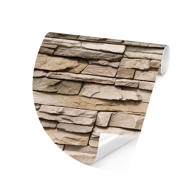 Behangcirkel Asian Stonewall - Stone Wall From Large Light Coloured Stones