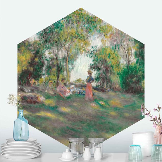 Hexagon Behang Auguste Renoir - Landscape With Figures