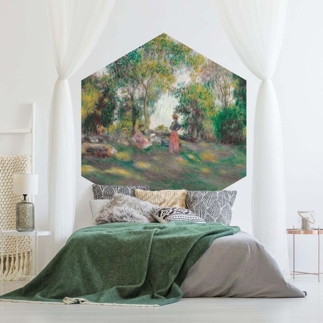 Hexagon Behang Auguste Renoir - Landscape With Figures
