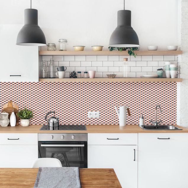 Achterwand in keuken Geometrical Tile Mix Cubes Orange