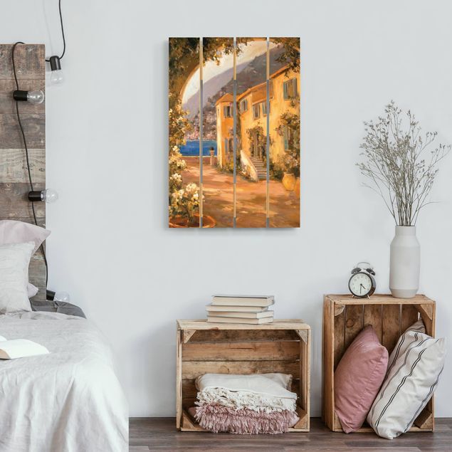 Houten schilderijen op plank Italian Countryside - Floral Bow
