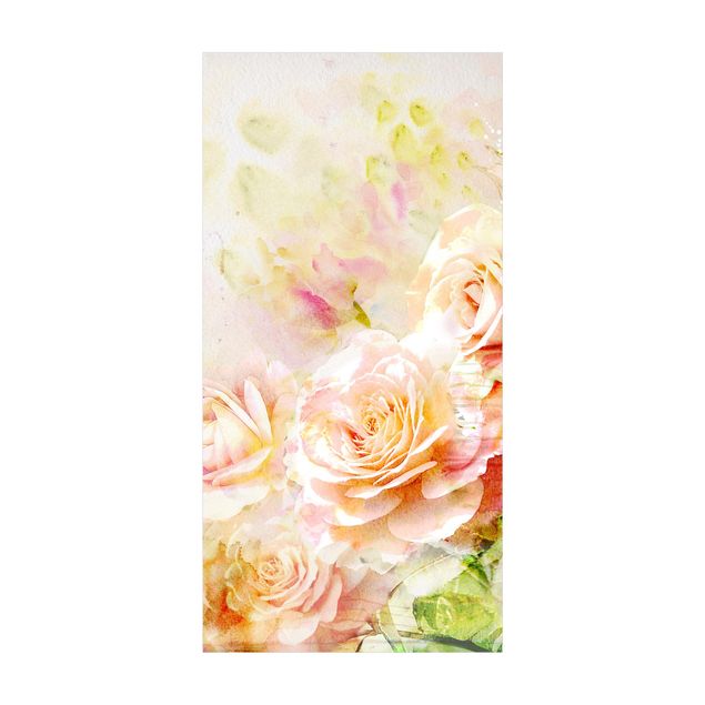 oranje tapijt Watercolour Rose Composition