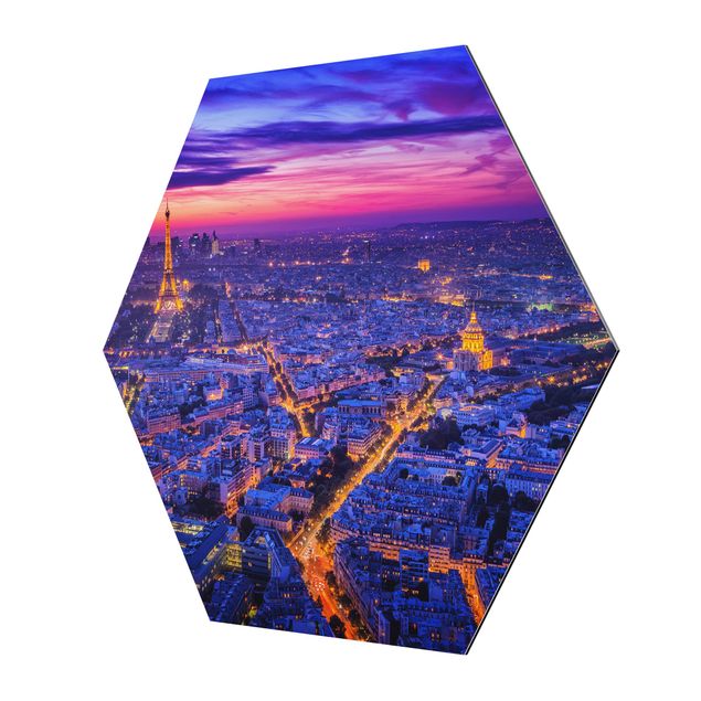 Hexagons Aluminium Dibond schilderijen Paris At Night