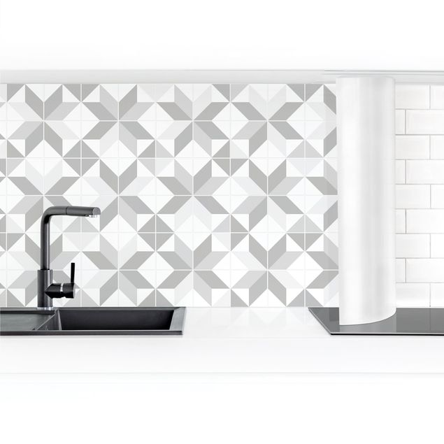 Achterwand voor keuken Star Shaped Tiles - Grey