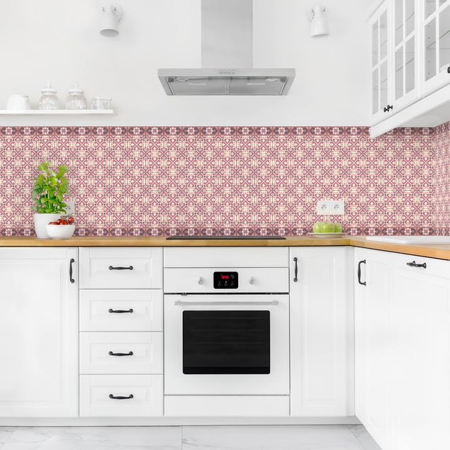 Achterwand voor keuken tegelmotief Geometrical Tile Mix Hearts Orange