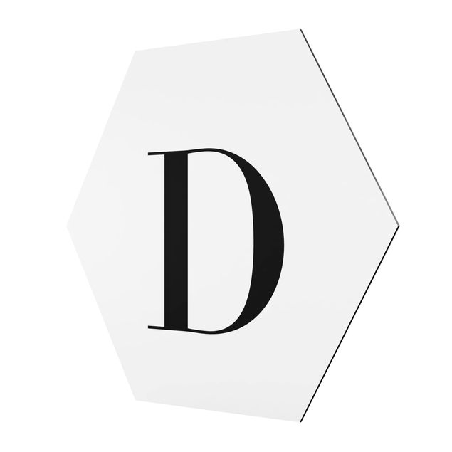 Hexagons Aluminium Dibond schilderijen Letter Serif White D