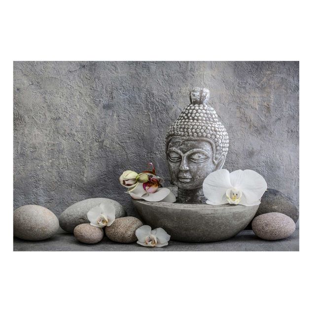 Magneetborden Zen Buddha, Orchid And Stone