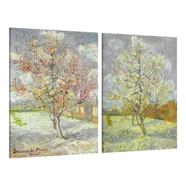 Canvas schilderijen - 2-delig  Vincent Van Gogh - Peach Blossom In The Garden