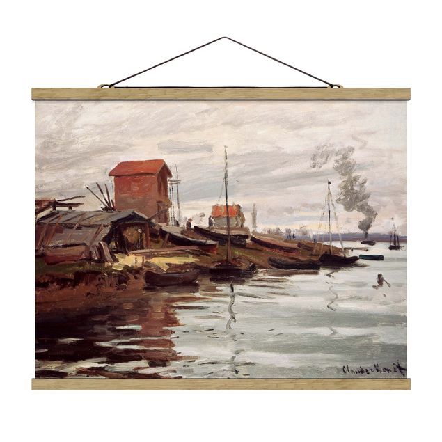 Stoffen schilderij met posterlijst Claude Monet - The Seine At Petit-Gennevilliers