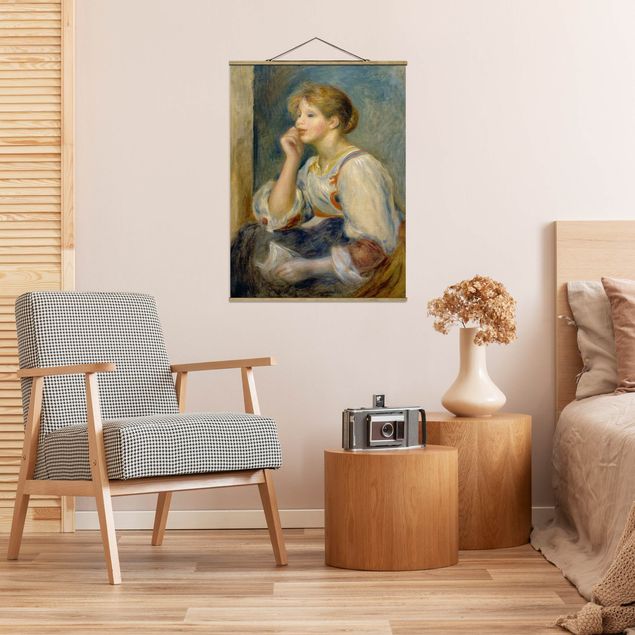 Stoffen schilderij met posterlijst Auguste Renoir - Woman with a Letter