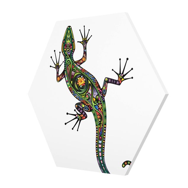 Hexagons Forex schilderijen Gecko Pattern