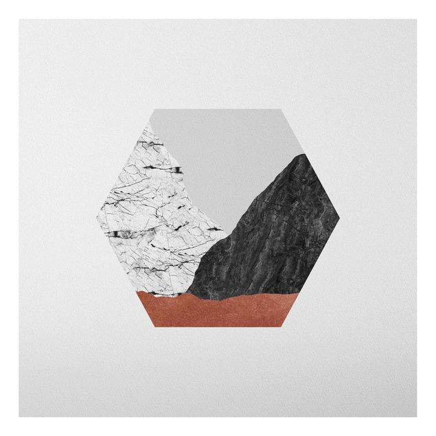 Aluminium Dibond schilderijen Copper Mountains Hexagonal Geometry