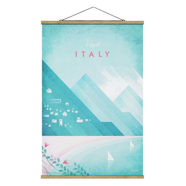 Stoffen schilderij met posterlijst Travel Poster - Italy