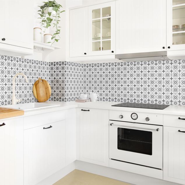 Achterwand in keuken Geometrical Tile Mix Flower Grey