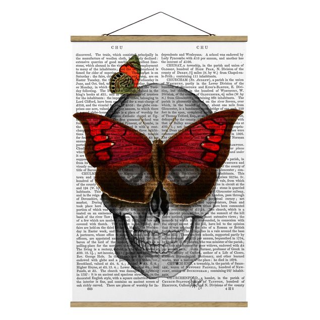 Stoffen schilderij met posterlijst Scary Reading - Butterfly Mask