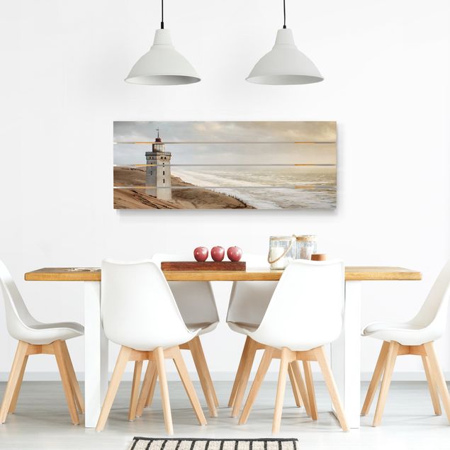 Houten schilderijen op plank Lighthouse In Denmark