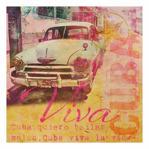 Houten schilderijen Cuban Vintage Collage