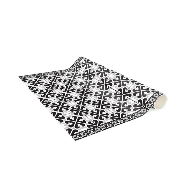 tapijt modern Geometrical Tile Mix Hearts Black