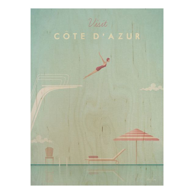 Houten schilderijen Travel Poster - Côte D'Azur