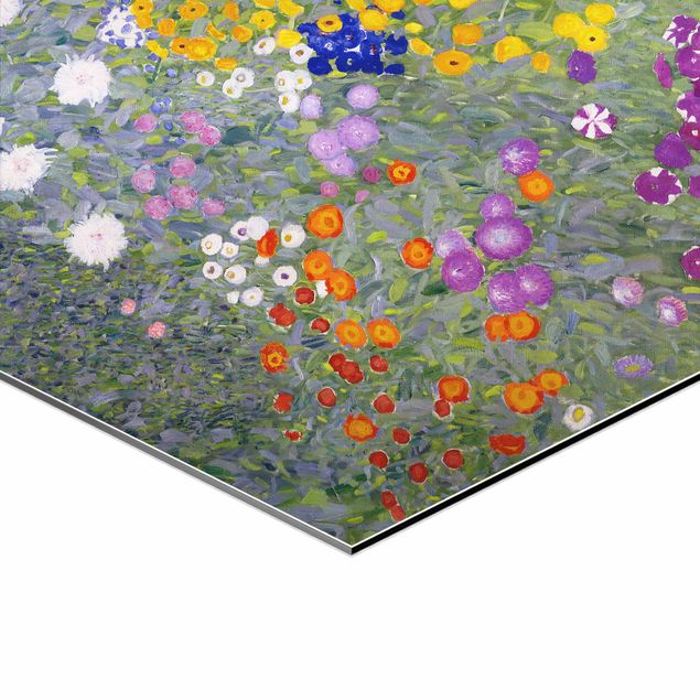 Hexagons Aluminium Dibond schilderijen - 3-delig Gustav Klimt - In The Garden