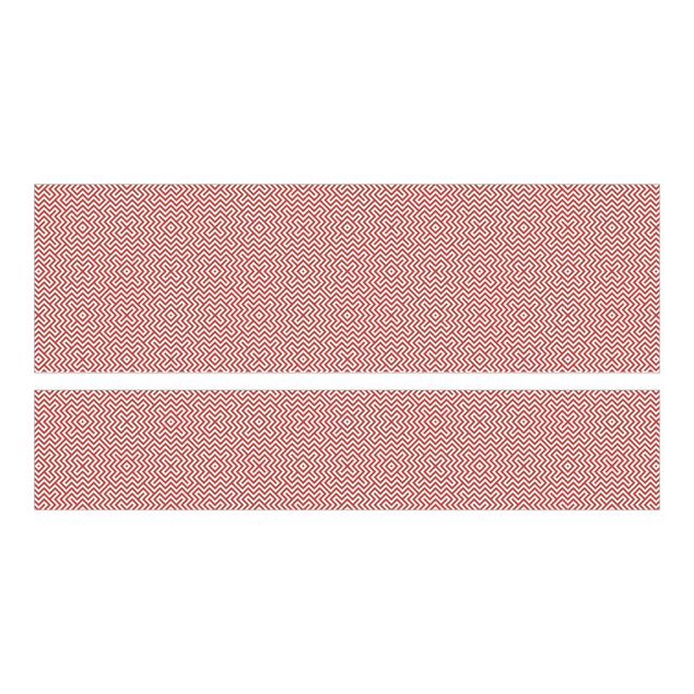 Meubelfolie IKEA Malm Bed Red Geometric Stripe Pattern